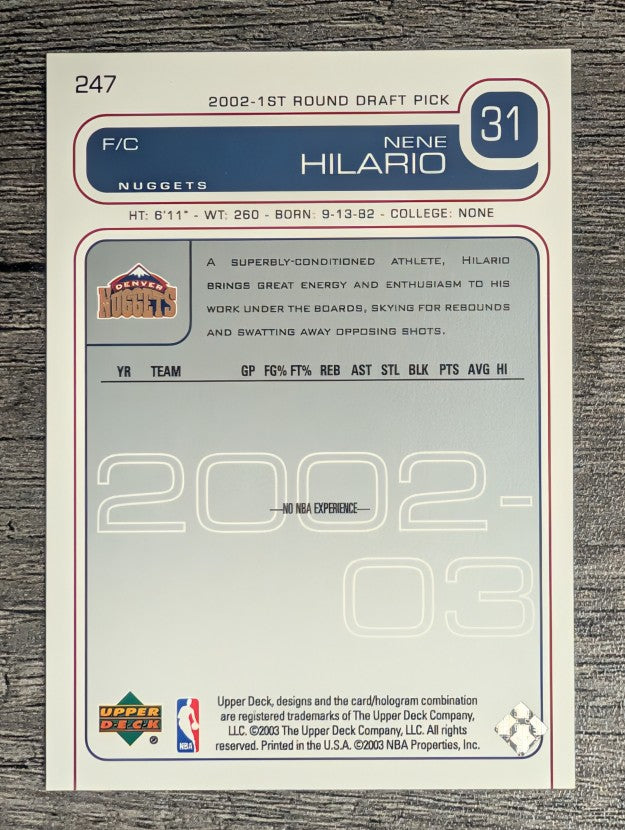 2002-03 Upper Deck #247 Nene Hilario
