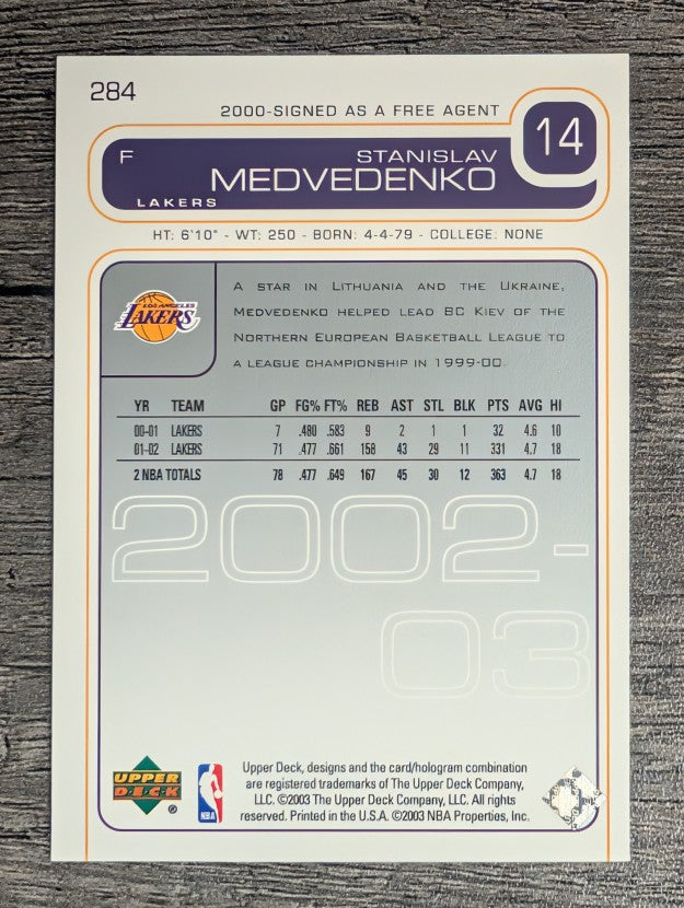 2002-03 Upper Deck #284 Stanislav Medvedenko