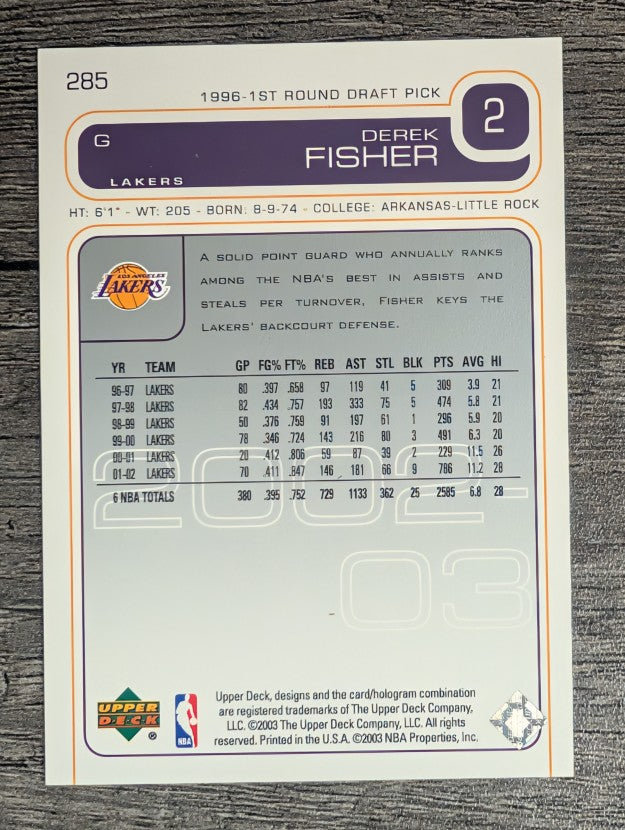 2002-03 Upper Deck #285 Derek Fisher