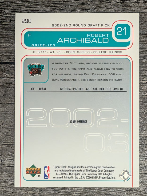 2002-03 Upper Deck #290 Robert Archibald