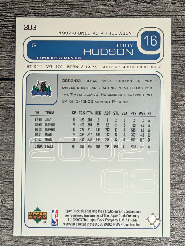 2002-03 Upper Deck #303 Troy Hudson