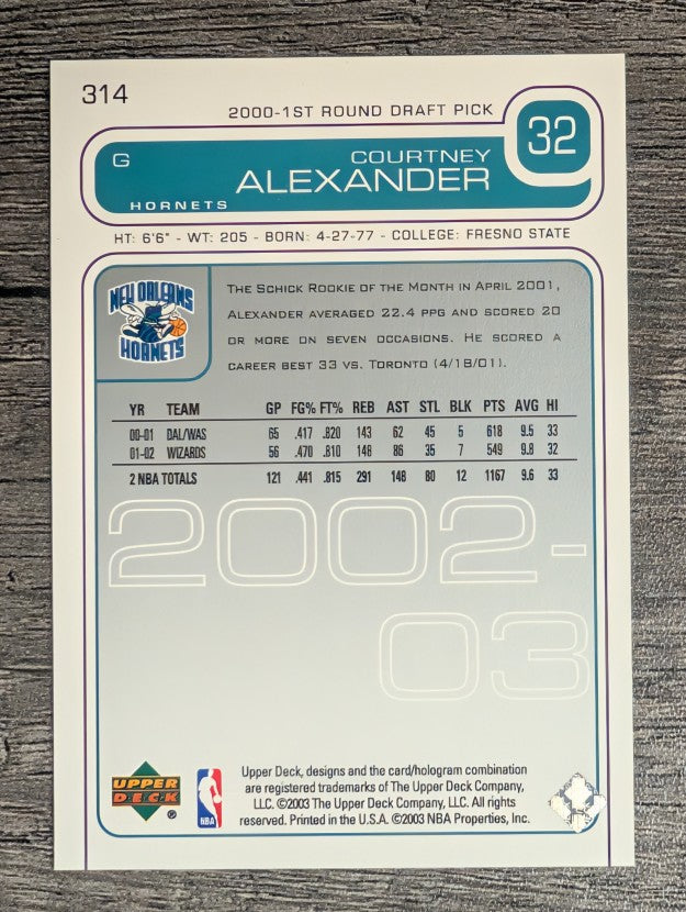 2002-03 Upper Deck #314 Courtney Alexander