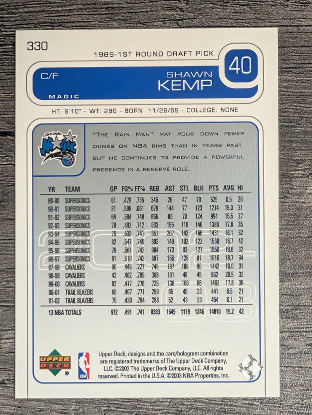 2002-03 Upper Deck #330 Shawn Kemp