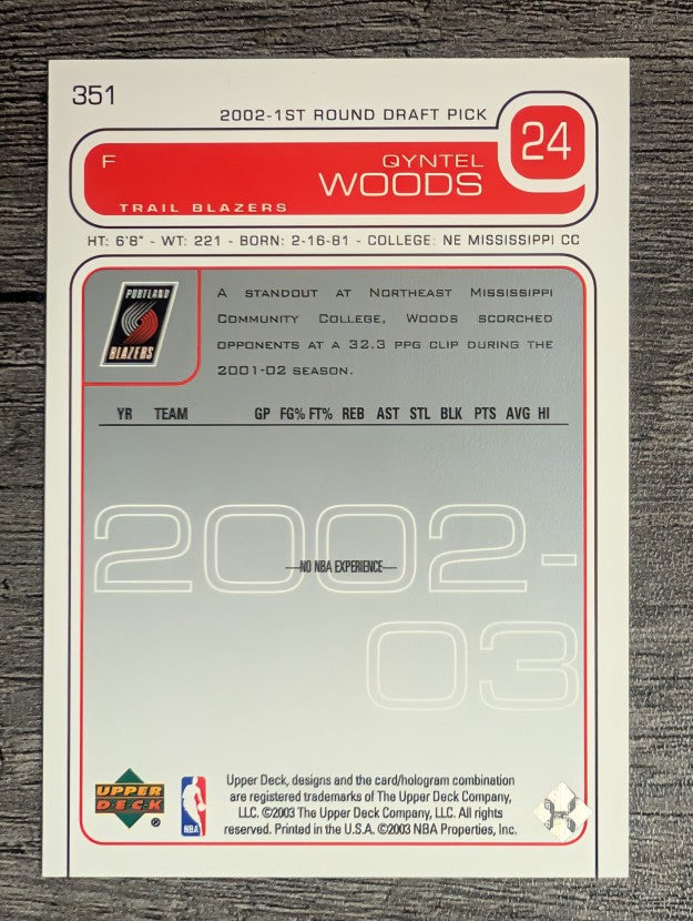2002-03 Upper Deck #351 Qyntel Woods