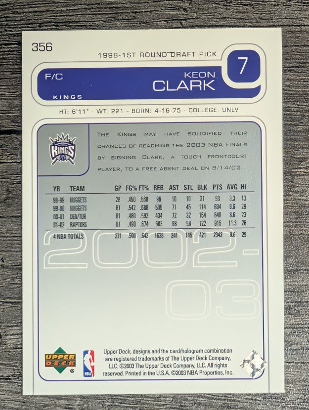 2002-03 Upper Deck #356 Keon Clark