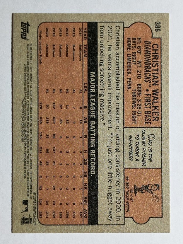 2021 Topps Heritage #386 Christian Walker