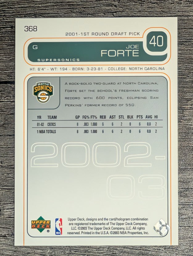 2002-03 Upper Deck #368 Joseph Forte