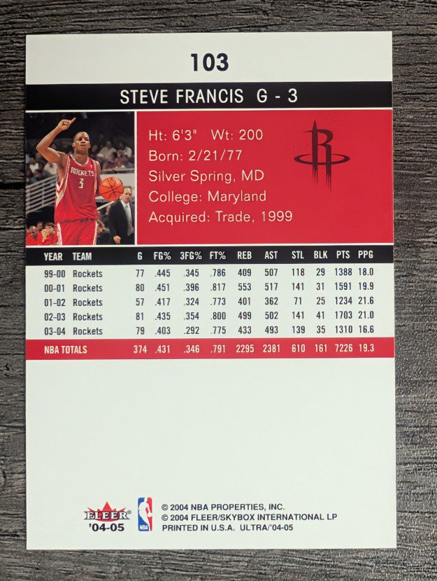 2004-05 Ultra #103 Steve Francis