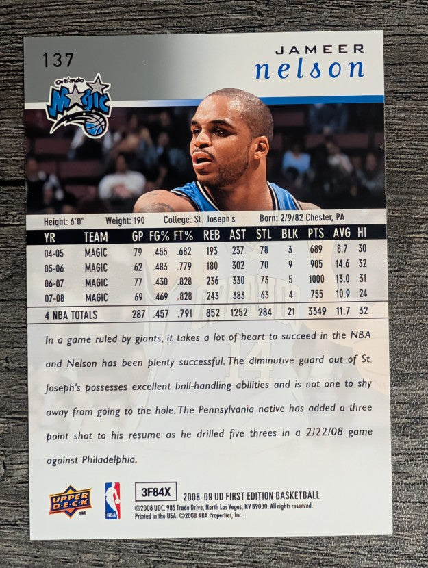 2008-09 Upper Deck First Edition #137 Jameer Nelson