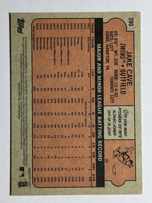 2021 Topps Heritage #390 Jake Cave