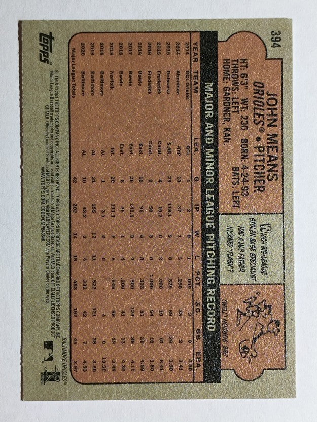 2021 Topps Heritage #394 John Means