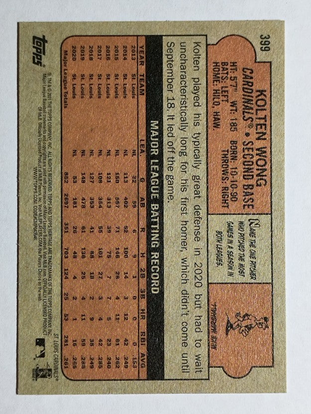 2021 Topps Heritage #399 Kolten Wong