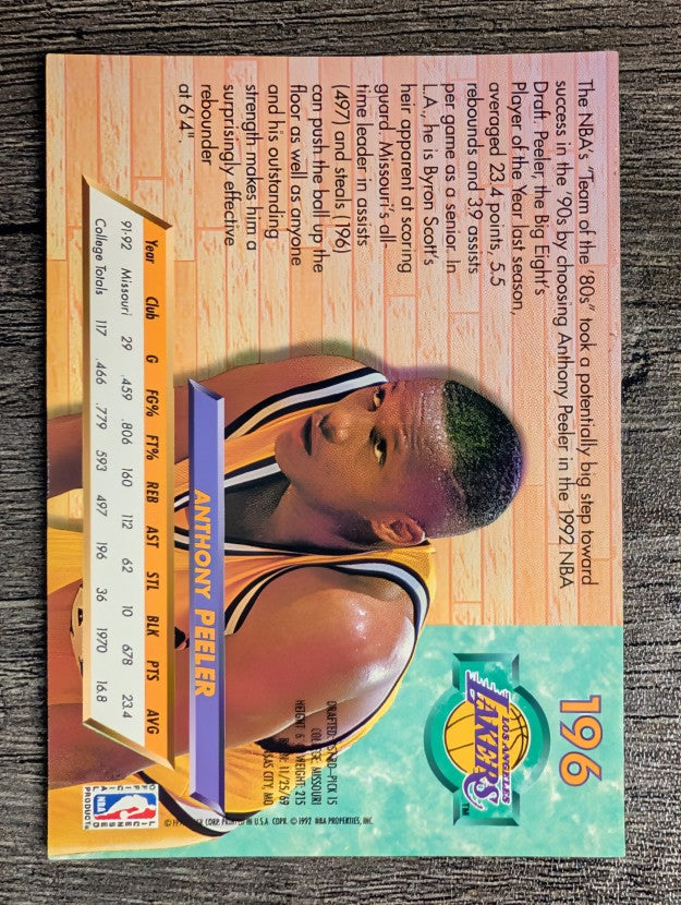 1992-93 Ultra #196 Anthony Peeler RC