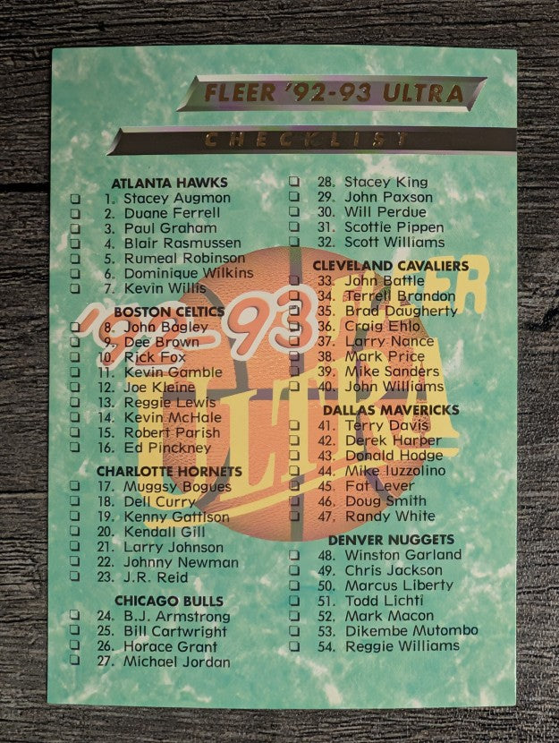1992-93 Ultra #199 Checklist 1-104