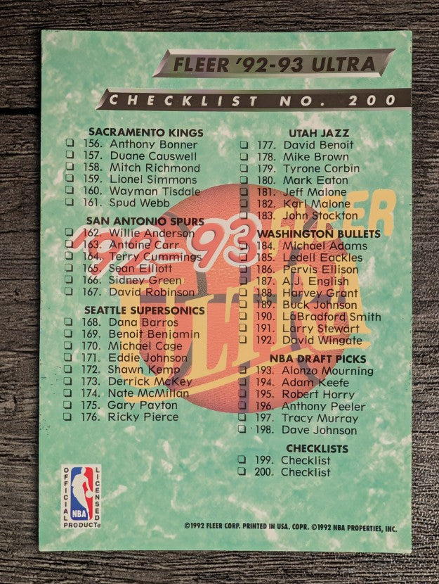 1992-93 Ultra #200 Checklist 105-200
