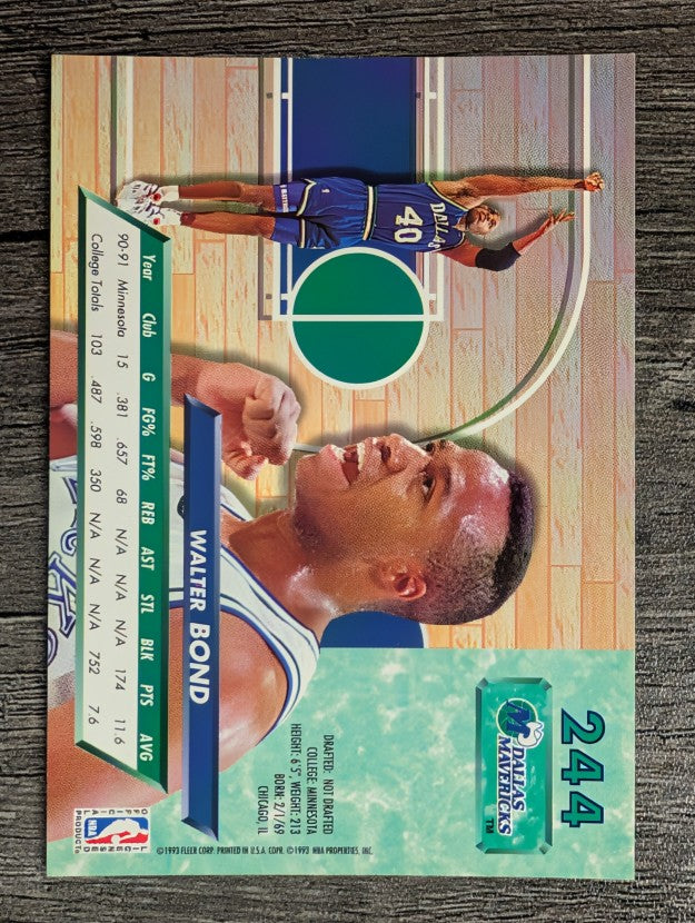 1992-93 Ultra #244 Walter Bond RC