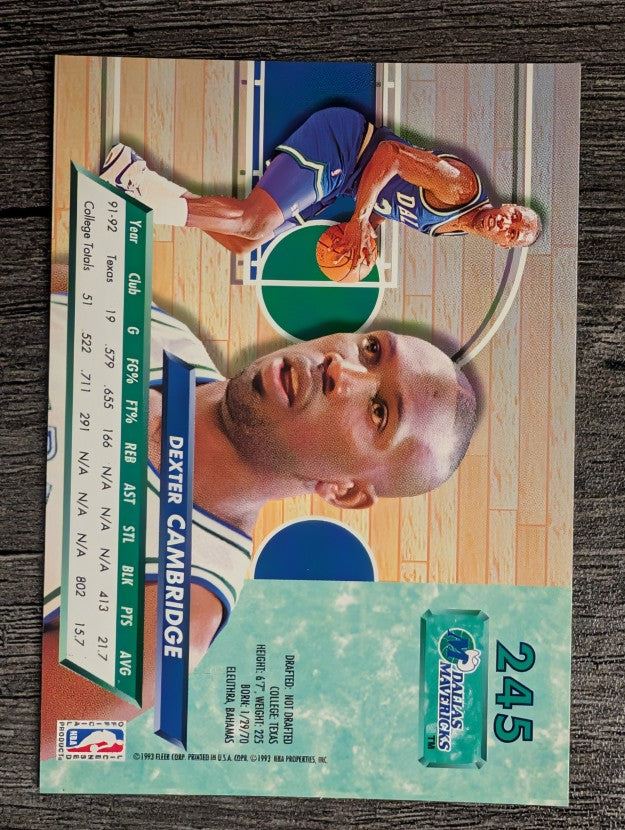 1992-93 Ultra #245 Dexter Cambridge RC