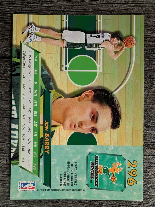 1992-93 Ultra #296 Jon Barry RC