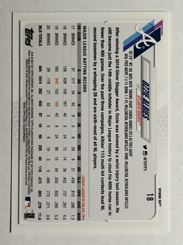 2021 Topps Opening Day #18 Ozzie Albies