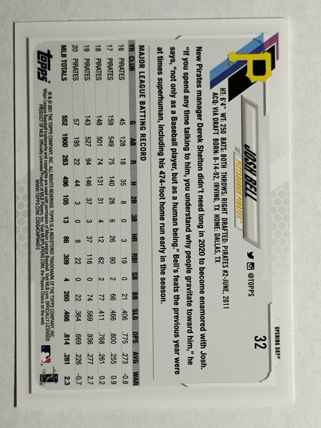 2021 Topps Opening Day #32 Josh Bell