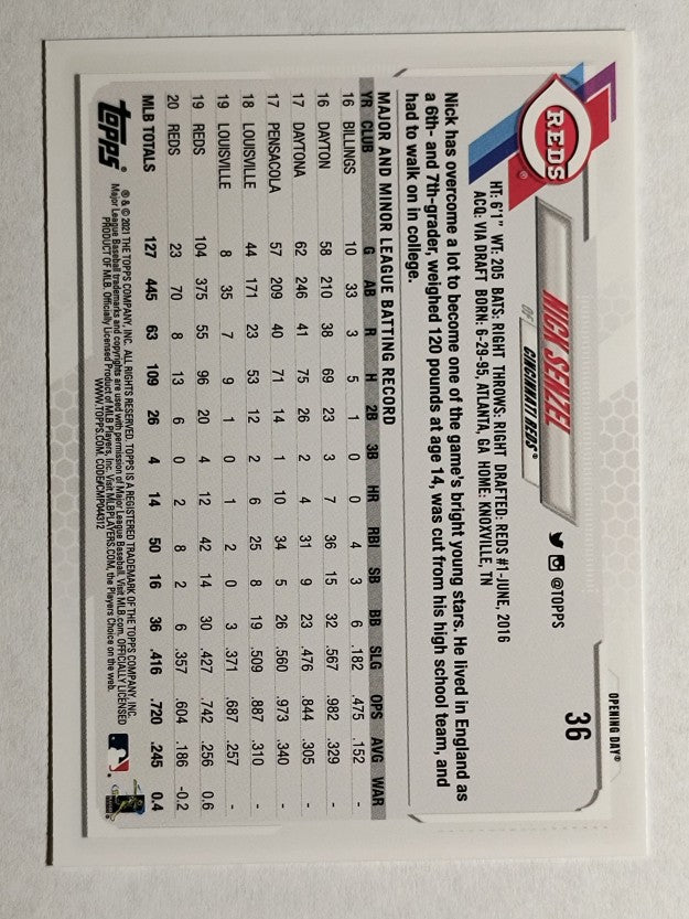 2021 Topps Opening Day #36 Nick Senzel