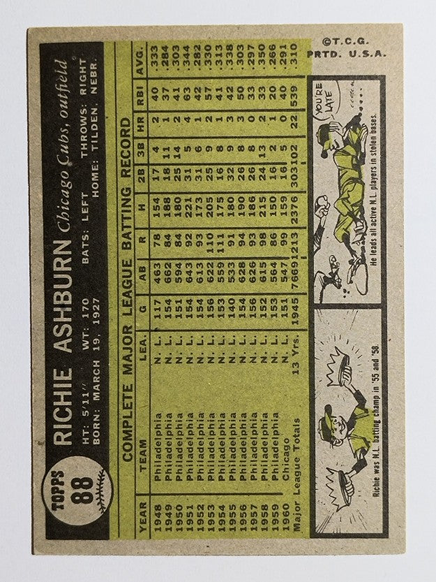 1961 Topps #88 Richie Ashburn (EXMT)