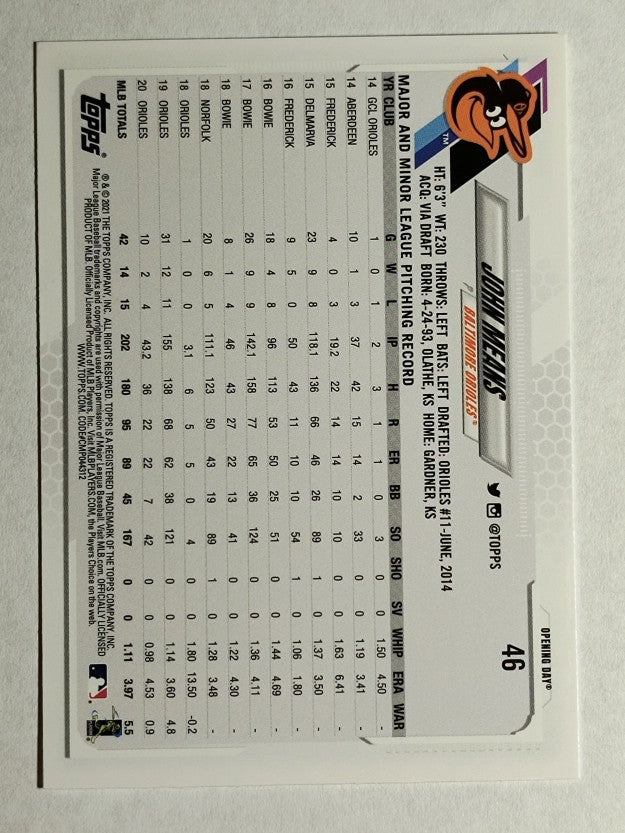 2021 Topps Opening Day #46 John Means