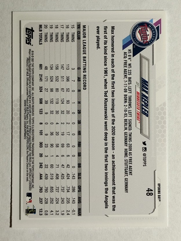 2021 Topps Opening Day #48 Max Kepler