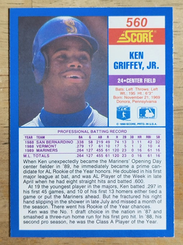1990 Score #560 Ken Griffey Jr.