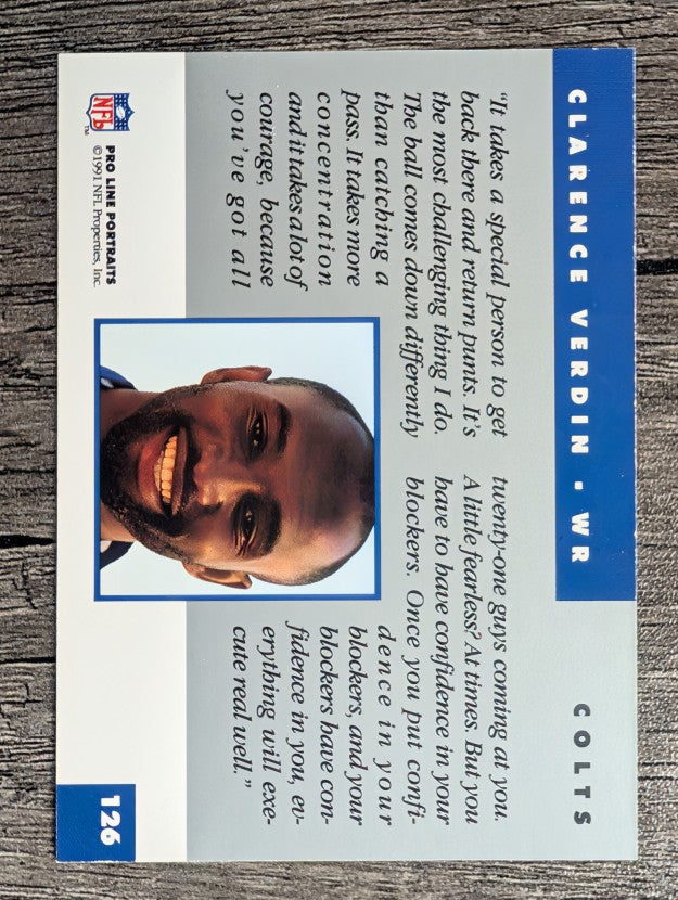 1991 Pro Line Portraits #126 Clarence Verdin
