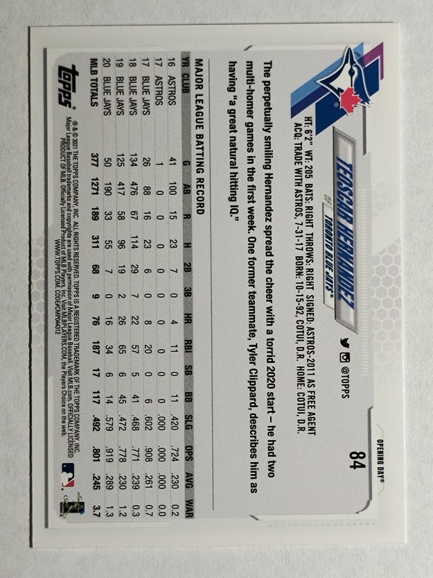 2021 Topps Opening Day #84 Teoscar Hernandez