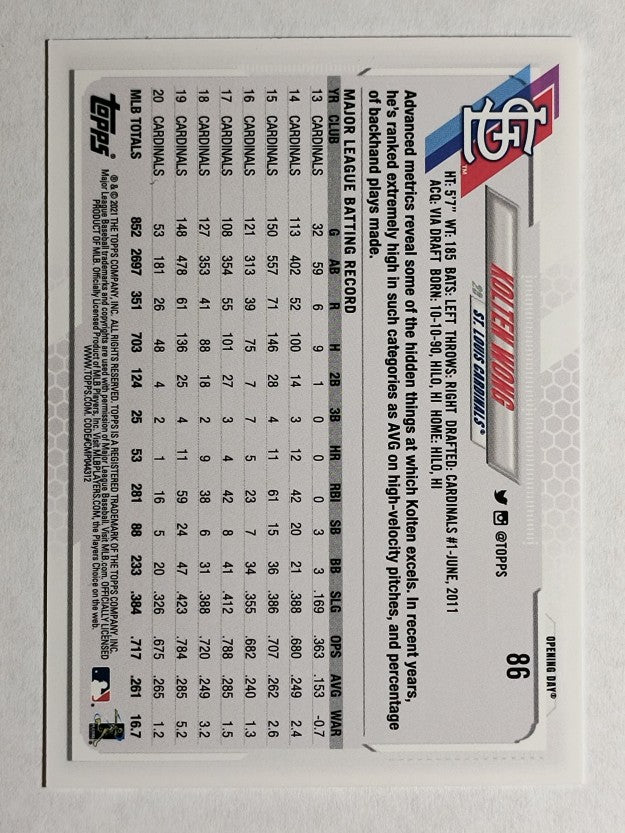 2021 Topps Opening Day #86 Kolten Wong