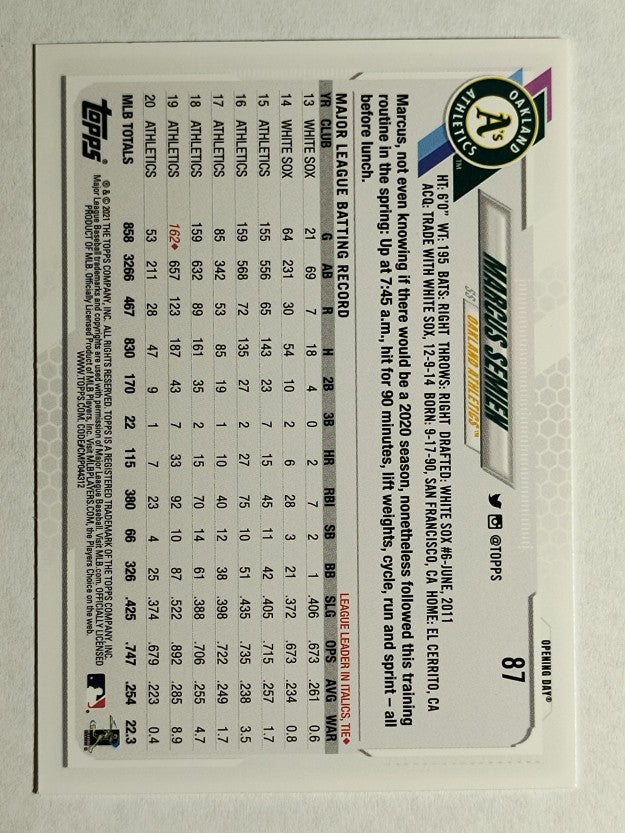 2021 Topps Opening Day #87 Marcus Semien