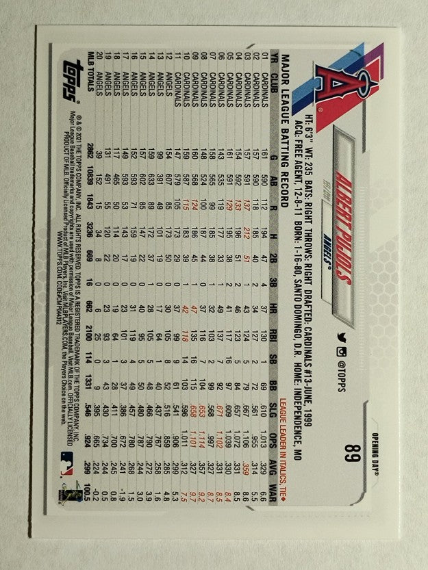 2021 Topps Opening Day #89 Albert Pujols