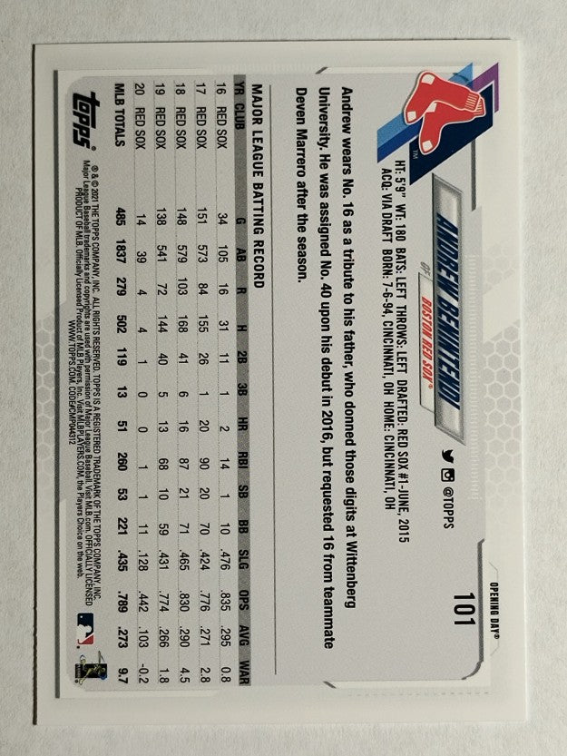 2021 Topps Opening Day #101 Andrew Benintendi