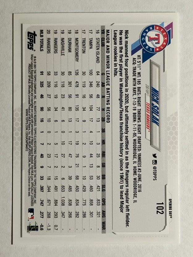 2021 Topps Opening Day #102 Nick Solak