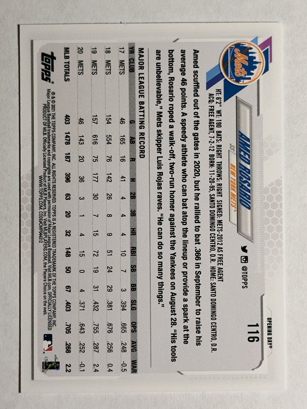 2021 Topps Opening Day #116 Amed Rosario