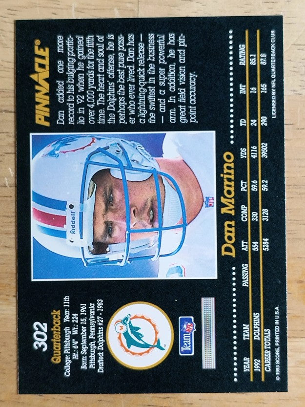 1993 Pinnacle #302 Dan Marino