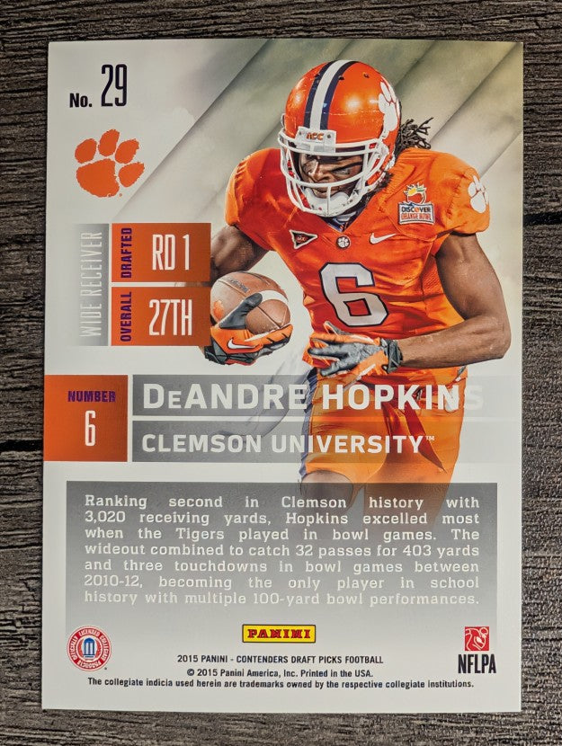 2015 Panini Contenders Draft Picks #29 DeAndre Hopkins