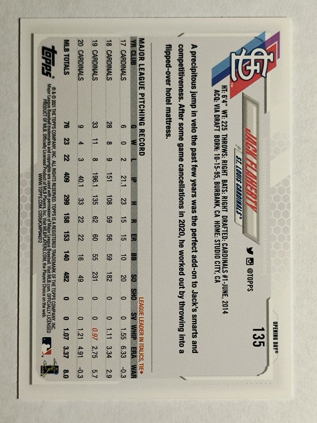2021 Topps Opening Day #135 Jack Flaherty