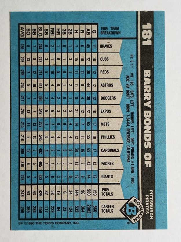 1990 Bowman #181 Barry Bonds