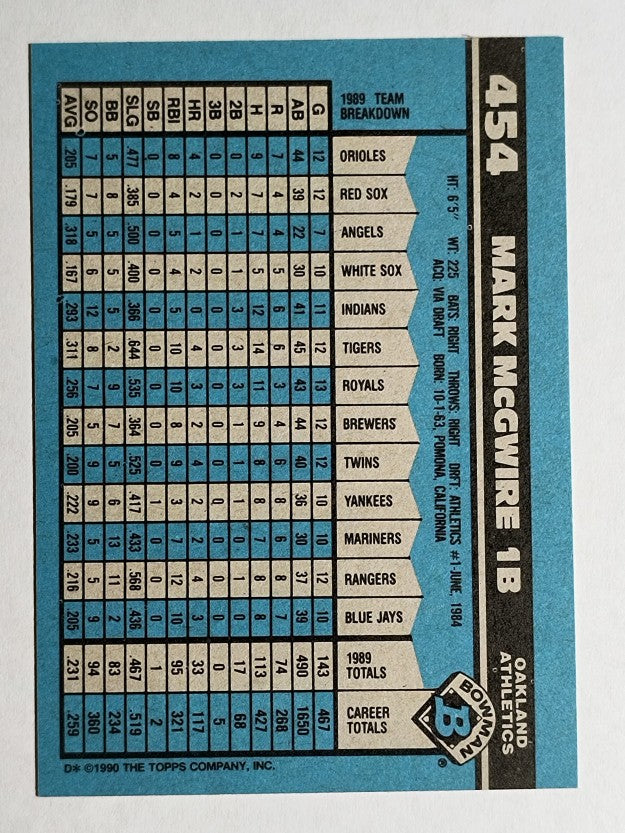 1990 Bowman #454 Mark McGwire