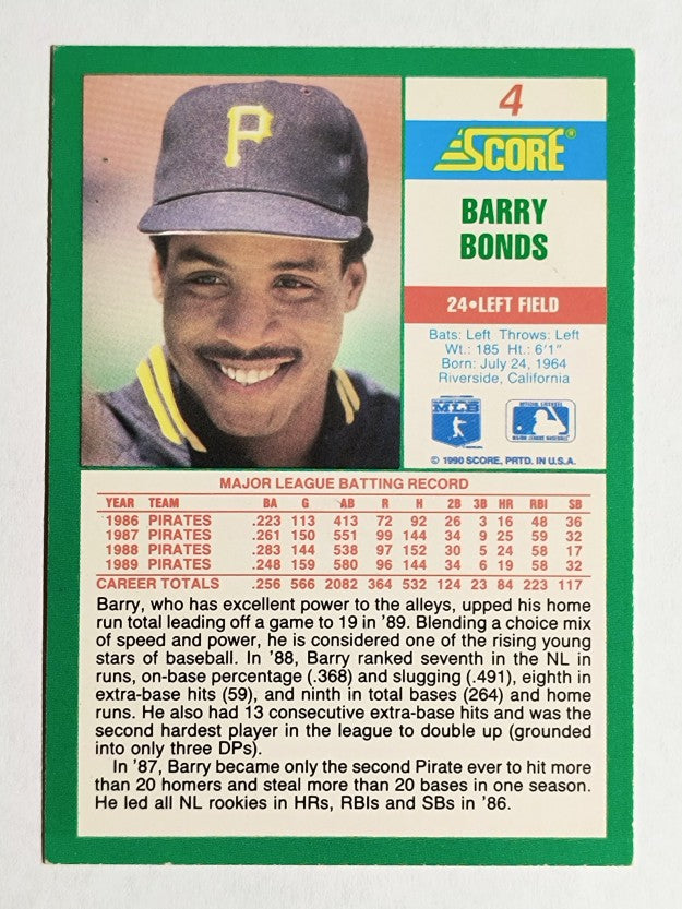 1990 Score #4 Barry Bonds