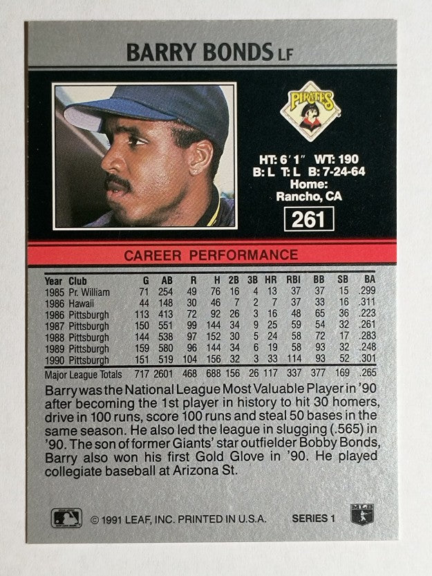 1991 Leaf #261 Barry Bonds