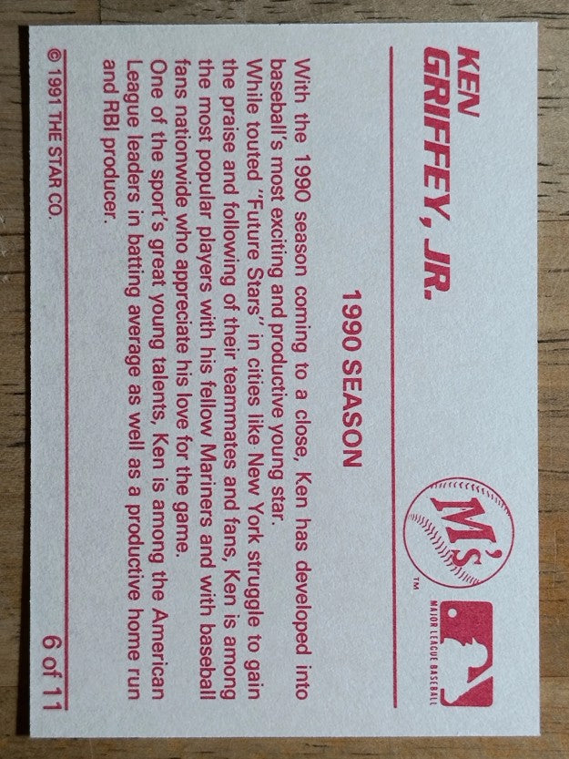 1991 Star Griffeys #6 Ken Griffey Jr./Griffey, Jr. - 1990 Season