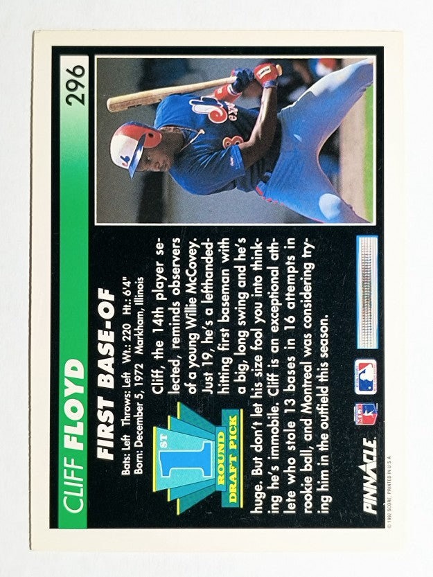 1992 Pinnacle #296 Cliff Floyd RC