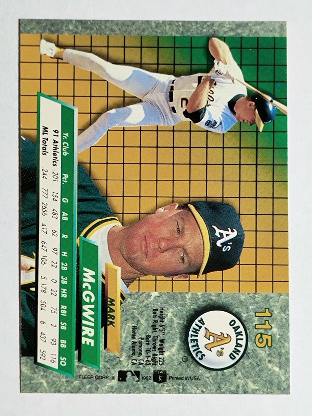 1992 Ultra #115 Mark McGwire