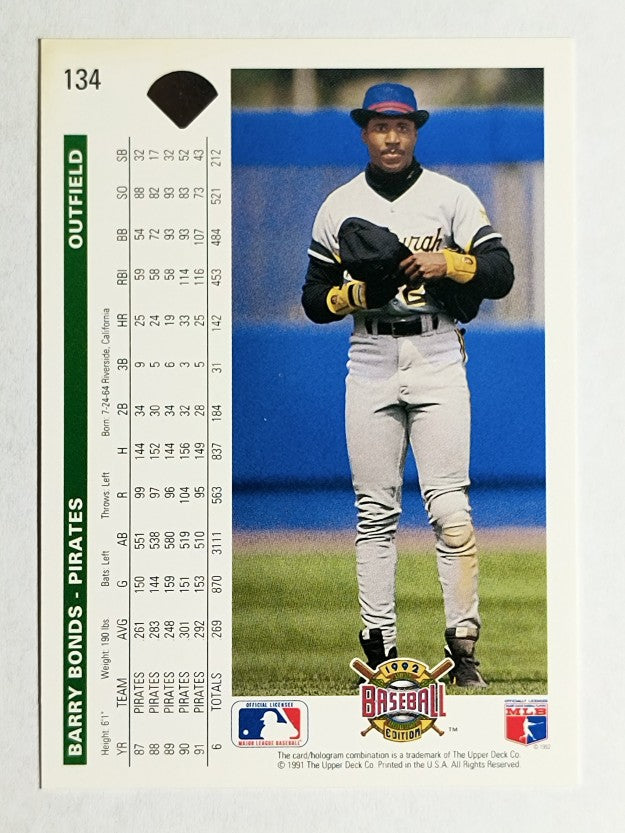 1992 Upper Deck #134 Barry Bonds