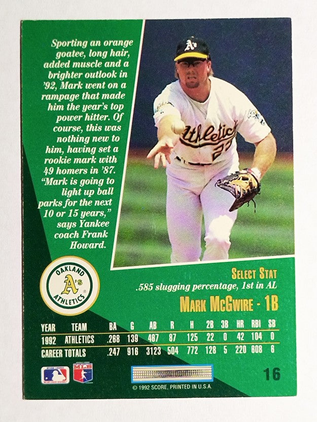 1993 Select #16 Mark McGwire