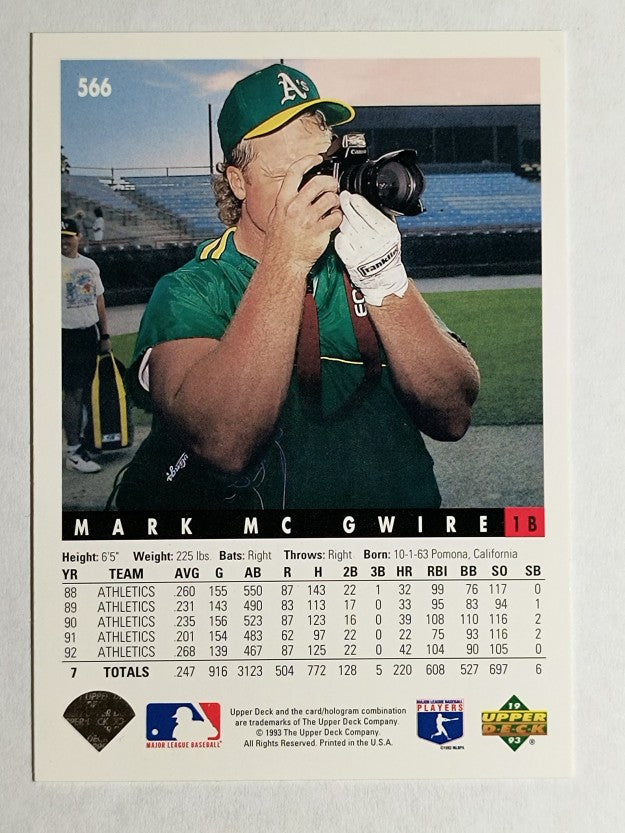 1993 Upper Deck #566 Mark McGwire
